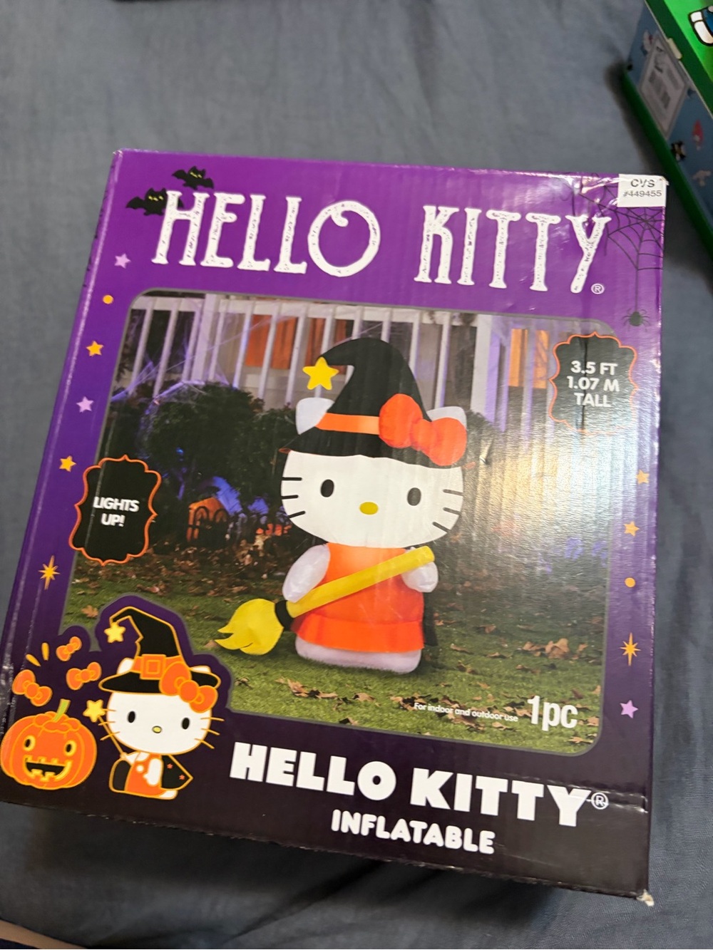 Hello Kitty Inflatable Witch Decoration - Purple, Black, Orange, White